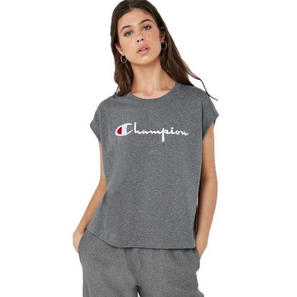 Champion Oversized Boxy Crop Top Sleeveless Shirt Reverse Weave Workout Boxing - Picture 1 of 8